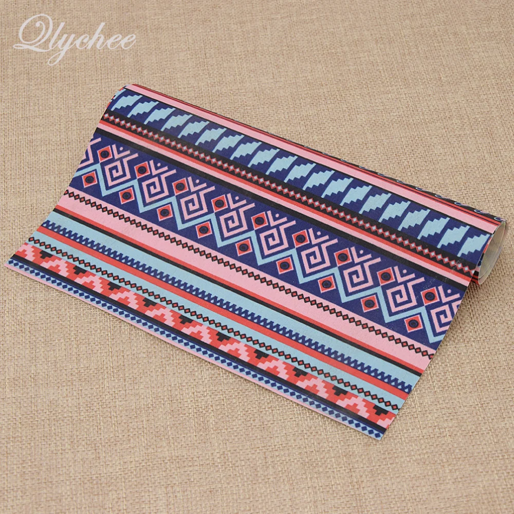 

29*21cm Retro Geometric Pattern Printed Ethnic Style Faux Leather Fabric Handmade Craft Clothes Bag Patchwork