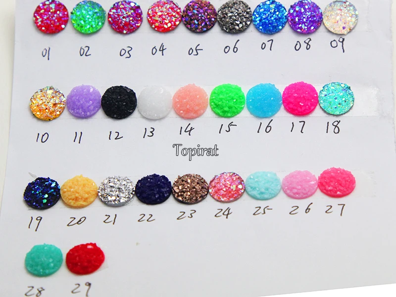 

50pcs 12mm Round Druzy Cabochons Glitter Resin Cabochon 12mm Faux Druzy Resin Cabochons Choose Your Color 1--29