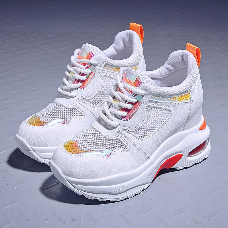 

Summer Women Sneakers Casual Walking Shoes 8cm Hight Increase Running Shoes Platform Wedges Ladies Creepers Mesh Sneakers