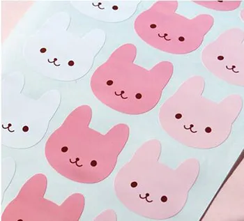 

720 pcs/lot Lovely Rabbit Self-adhesive Stickers Label Sticker DIY Handmade Gift /Cake Paper Sticker,Packaging Accessories