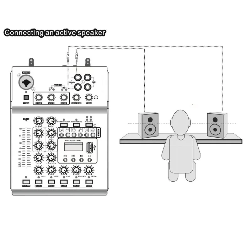 USB аудио DJ Караоке микшер микрофон 2 беспроводной микрофон 48V фантомное питание для KTV