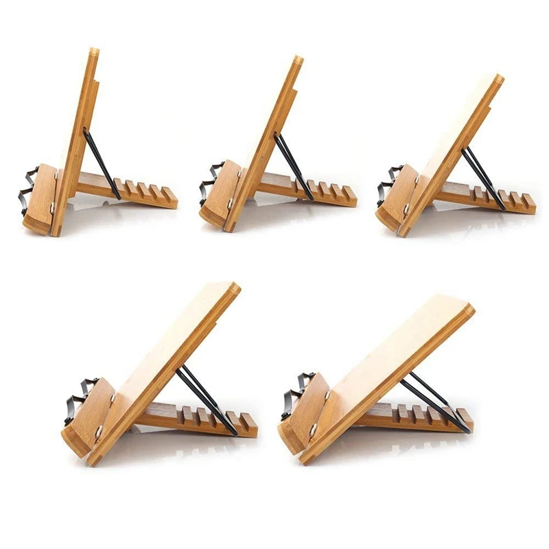  Adjustable Book Holder Tray and Page Paper Clips-Cookbook Reading Desk Portable Sturdy Lightweight 