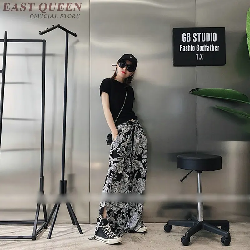 1 De A Retro Pantalones Elástico 2018 Ancho Aa3704 La Pantalón Corea Cintura Y Harajuku Mujeres Impresión Streetwear Plisado PaqFxwnUBT