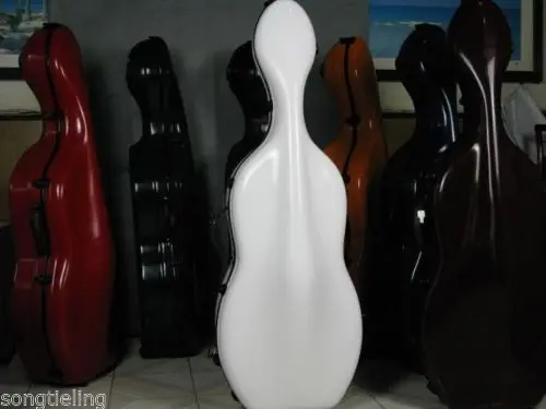 

strong white fiberglass 4/4 cello hard case with wheells