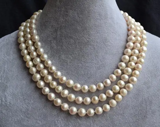 

Beautiful Long Pearl Necklace, White Color Natural Freshwater Pearl Necklace,Wedding Necklace,Bridemaid Gift For Lady's