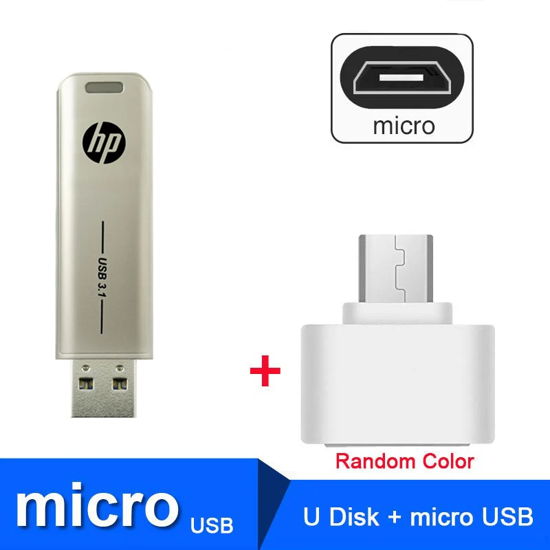 USB флеш-накопитель hp, 256 ГБ, флеш-накопитель, usb 32 ГБ, 64 ГБ, 128 ГБ, 512 ГБ, металлический USB накопитель, индивидуальный подарок, персональный, сделай сам, флеш-накопитель - Цвет: x796w-OTG