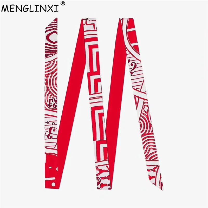 

Luxury Brand Scarf Multifunctional Fashion Head Scarves For Ladies Skinny Silk Scarf For Women 200cm Bag Ribbons Female Belt