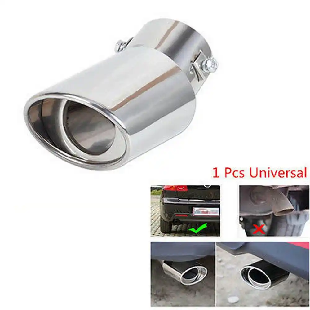 Chrome Stainless Steel Round Car Exhaust Muffler Tail Pipe Tip Universal 1PCS