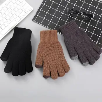 

Mens thicken thermal warm glove male winter touch screen yarn knitted driving glove R690