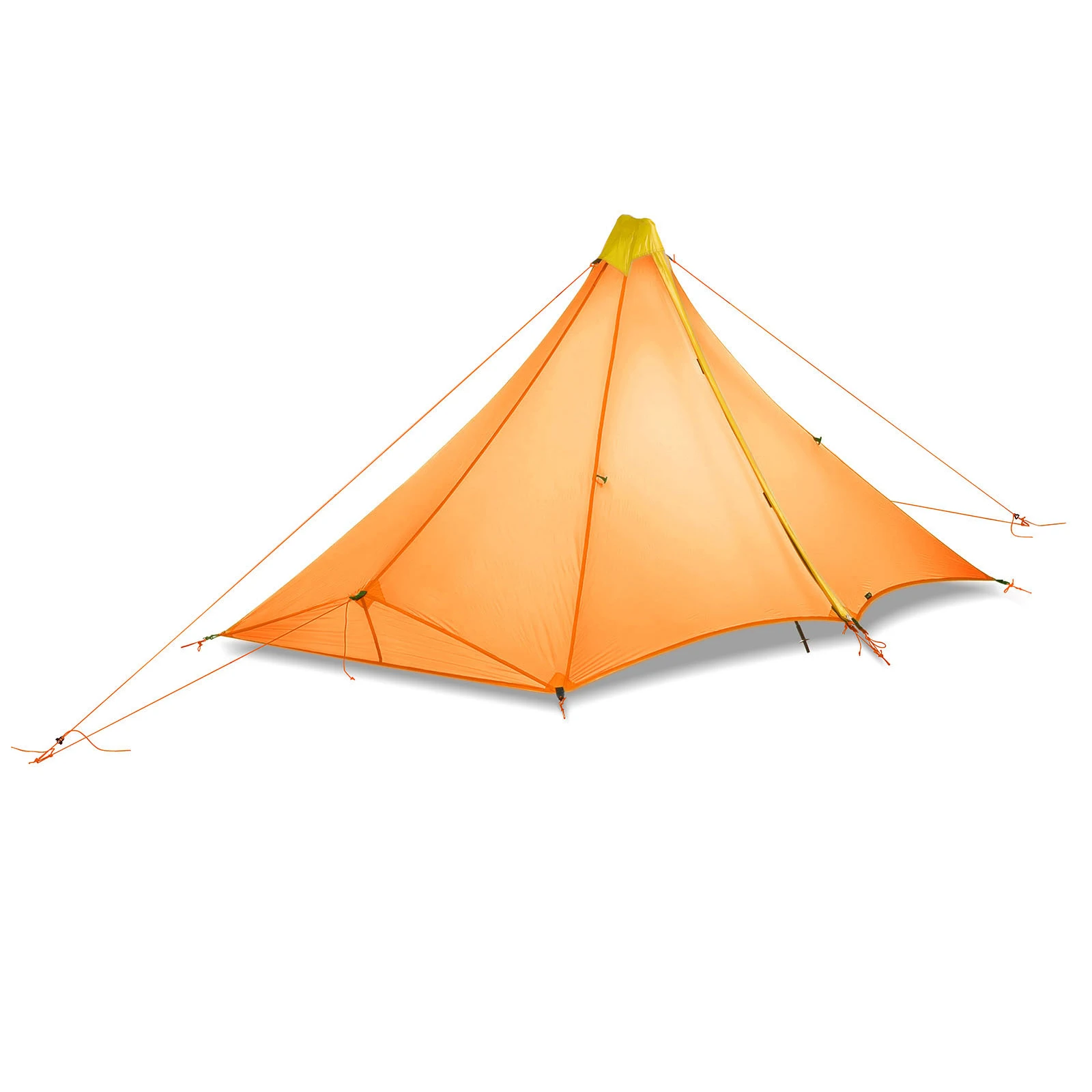 Сверхлегкий 1 человека 410 г палатки для кемпинга на открытом воздухе 20D нейлона с двух сторон силиконовое покрытие бесштоковый пирамиды брезент для 4 сезона 2-окно палатки