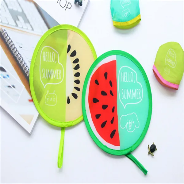 

Hot Creative Collapsible Round Fan Children's Portable Fruit Printed Polyester Waterproof Material Fans
