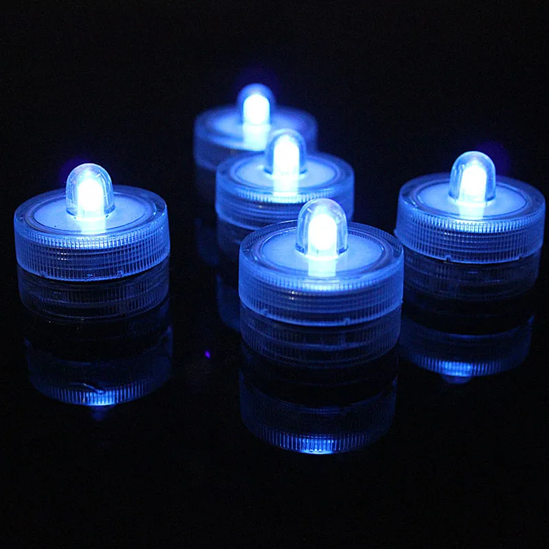 Blue Purple Светодиодный светильник-свеча с поворотным переключателем, 12 шт., погружной, водонепроницаемый, на батарейках, светильник-подсвечник для украшения свадебной вечеринки - Цвет: Blue Purple