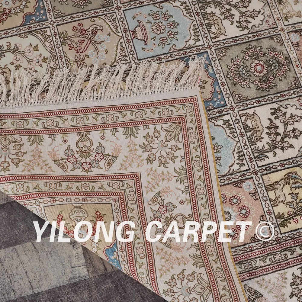 YILONG 4 'x 6 'isfahan ковер из шелка всесезонный ручной работы утонченный с узелками
