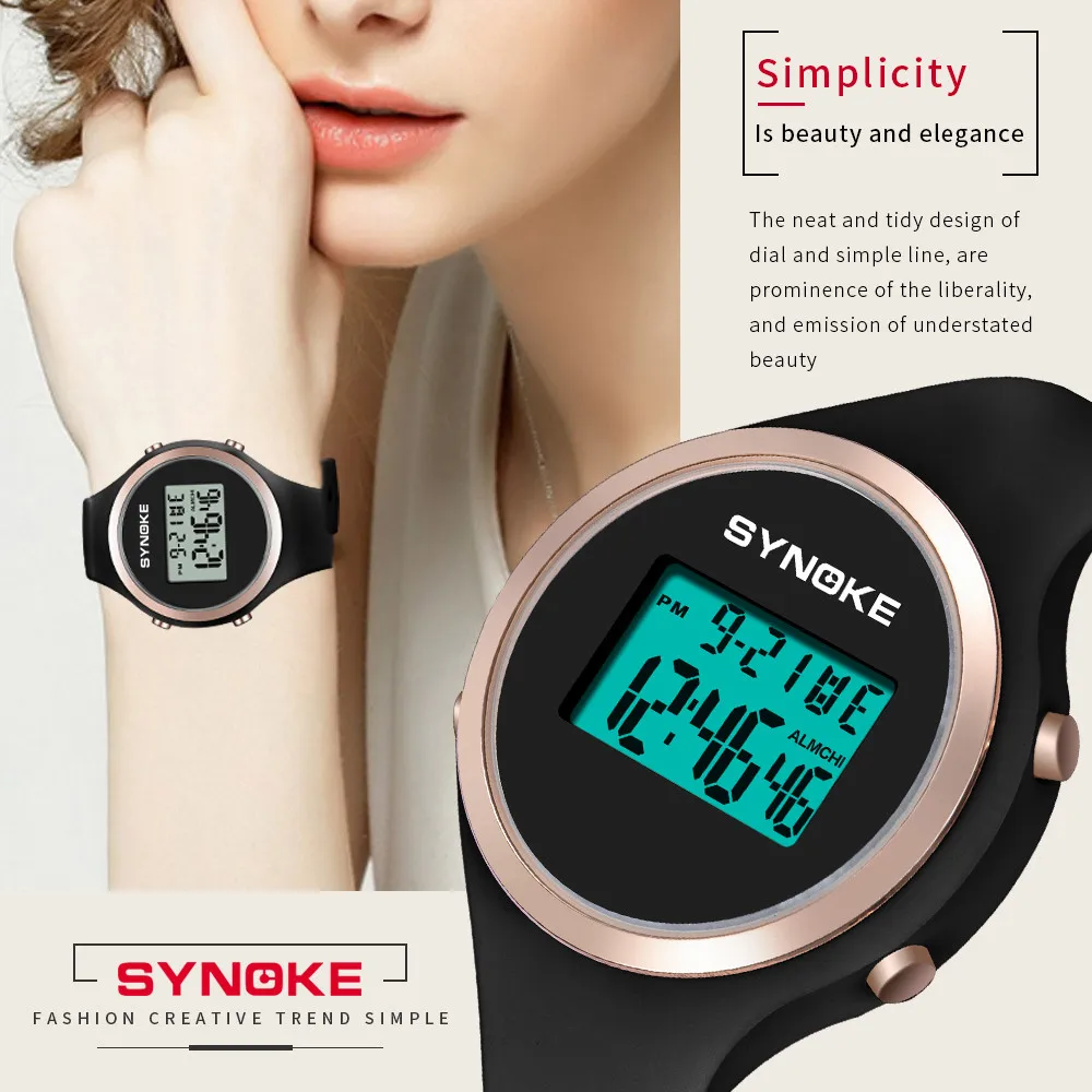 SYNOKE Student Sport Watches Digital Watch 50m Waterproof electronic watch Fashion Chronograph LED montre reloj relogio clock