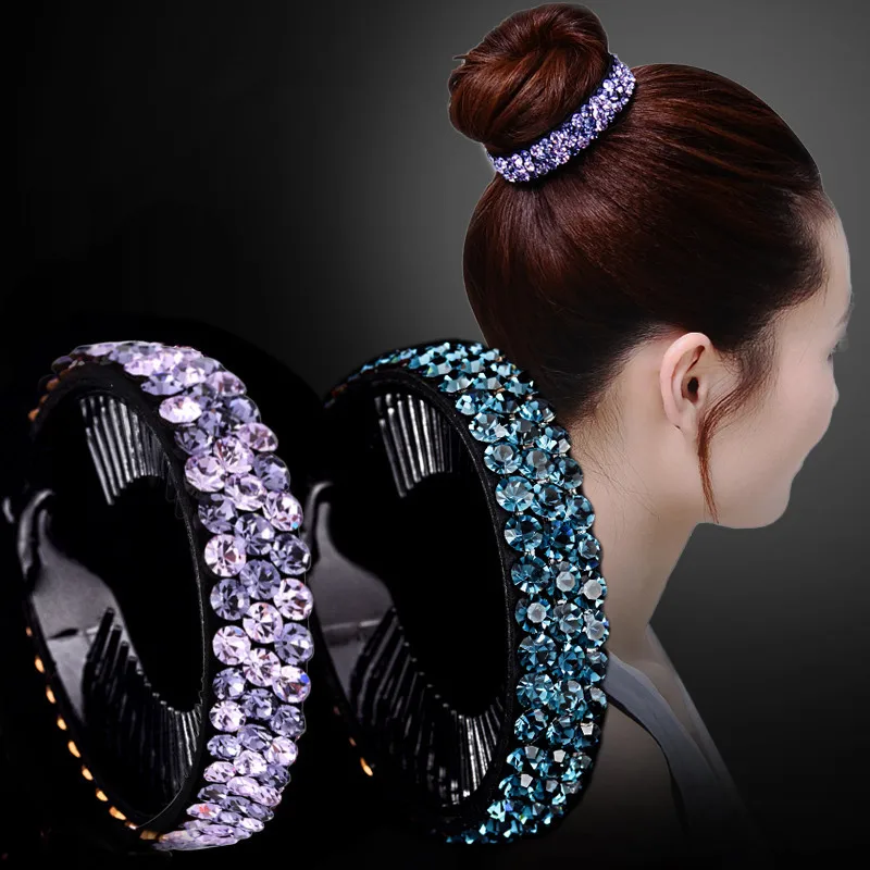 

2019 New Fashion Large Ball Horsetail Hair Buckle Twist for Women Korean Rhinestone Hair Flower Clip Hair Accessories for Female