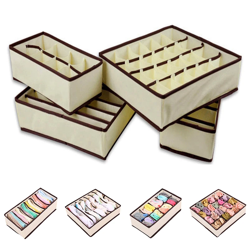 

Four-piece Set Storage Box Underwear Clothing Bra Laundry Organizer Closet for Storage of Linen for Socks Creative Indoor Home