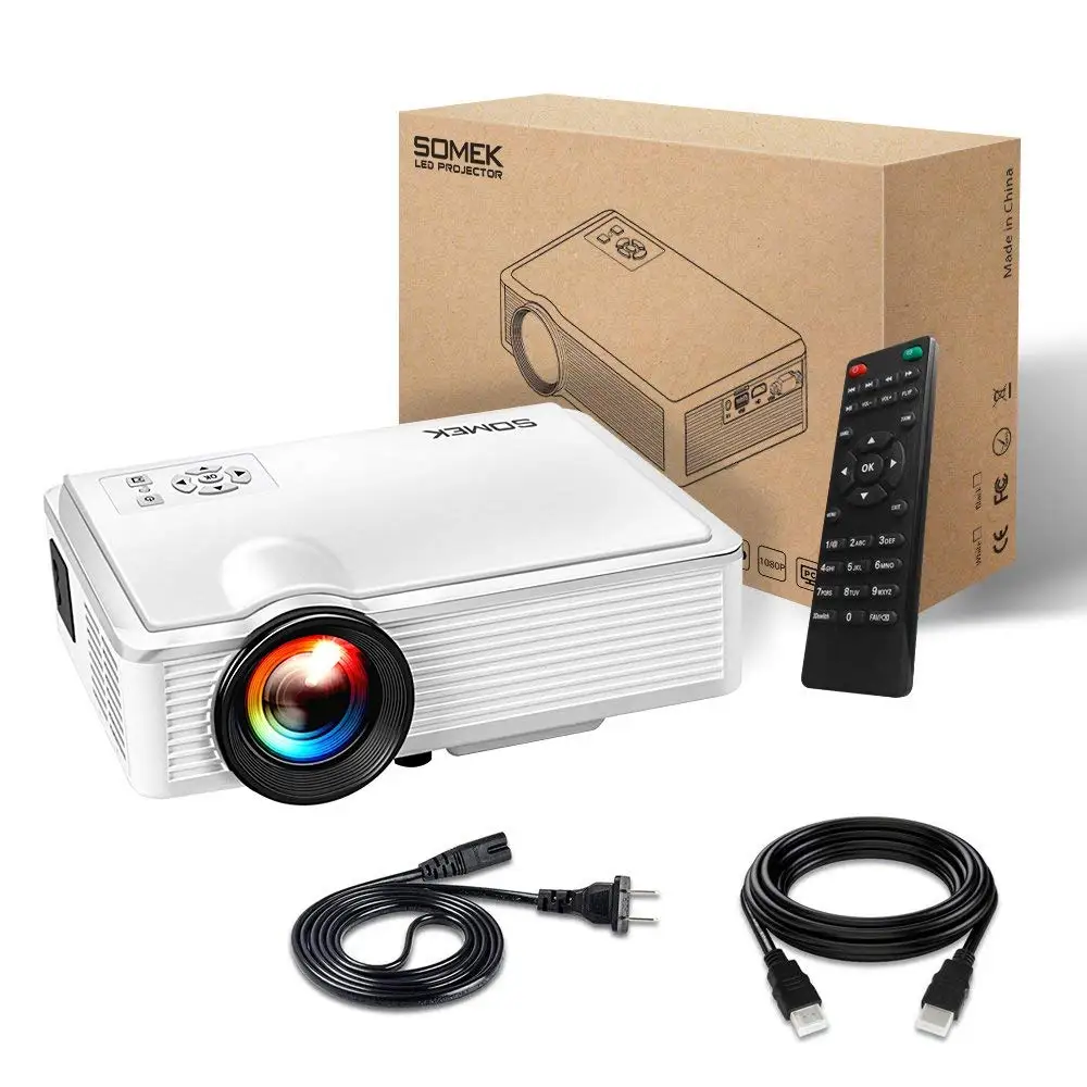Мини проектор somk светодиодный 2400 люмен 1080P портативный кинопроектор HDMI USB TF VGA AV