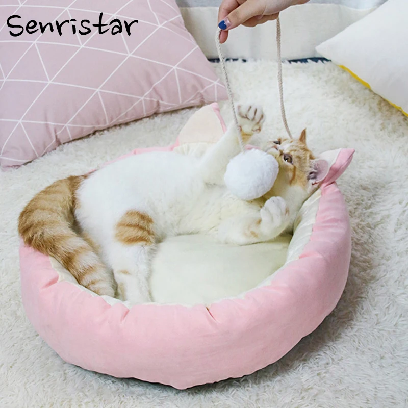 

Detachable Interactive Cat Bed Mat Soft Warm Sleeping Dog Bed For Small Dogs Round Puppy Kitten Cats Mat Winter Pet Cat House