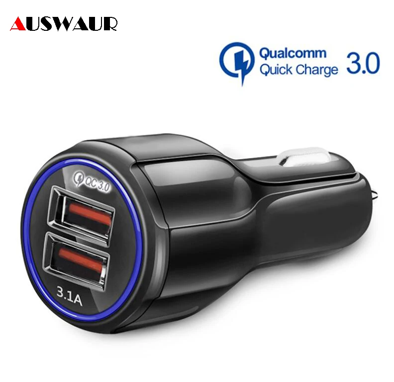 30W QC3.0 Quick Fast Car Charger for iPhone 8 Plus X XS MAX Dual USB Car Charger QC 3.0 for Samsung Xiaomi 2S Huawei Hornor Mate