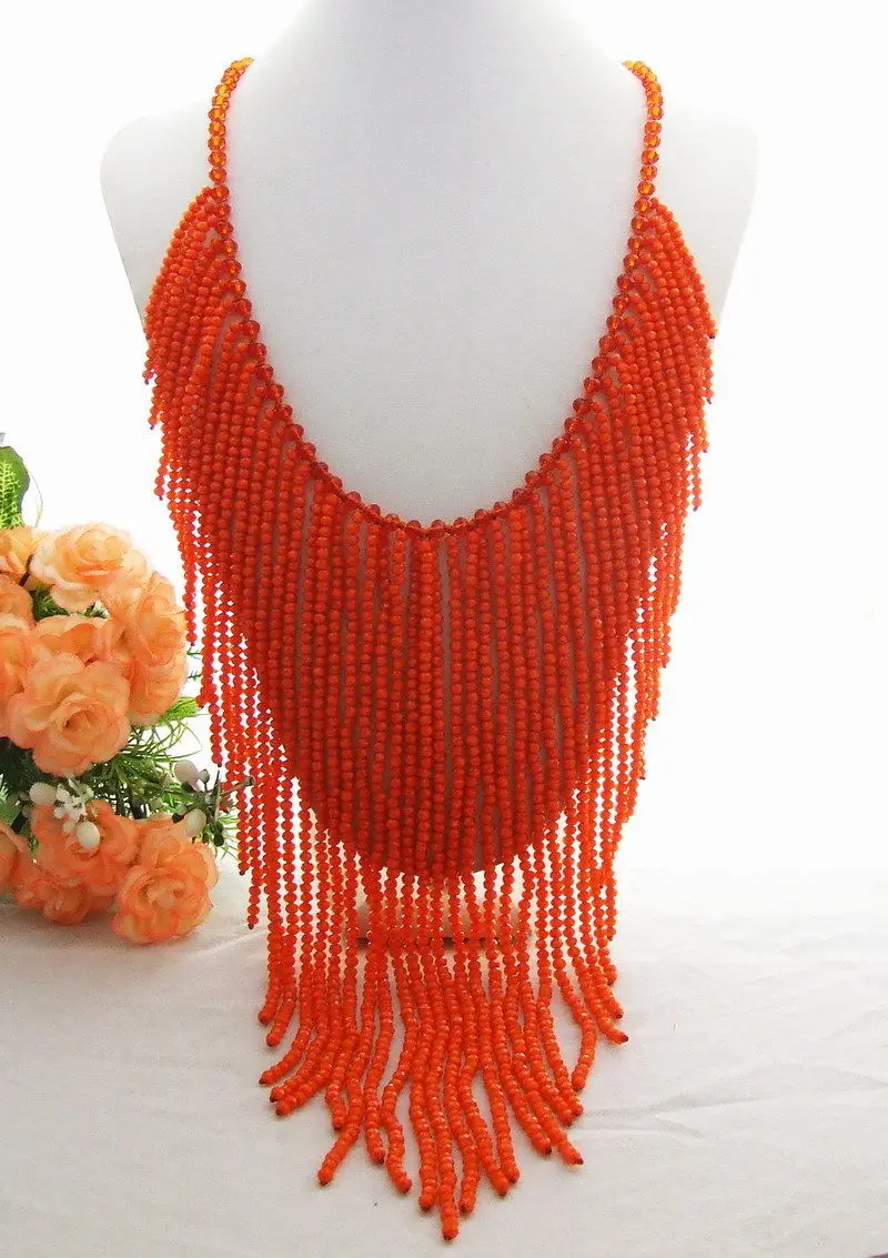 

Women's Stunning! 24'' Orange Crystal Necklace