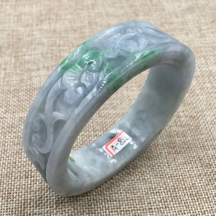 

63mm Vintage Chinese Hand-carved Emerald Green Jadeite Jade Bracelet Bangle 822