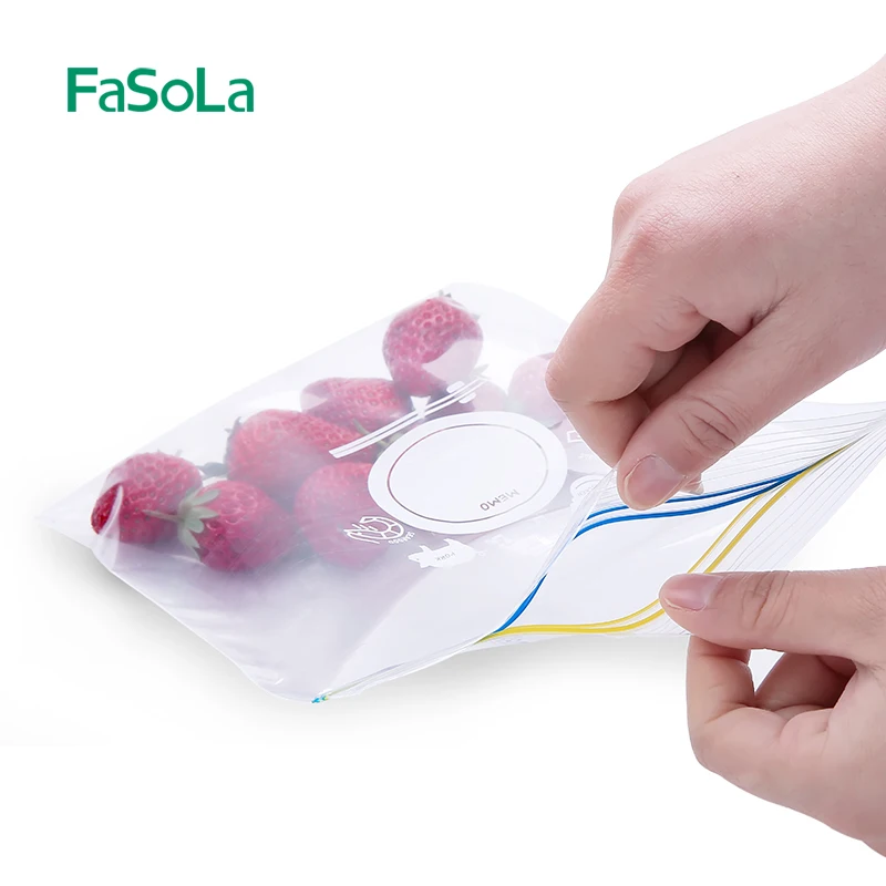 FaSoLa 10/20pcs Reusable Fresh Double Zipper Bag Freezing Food Storage