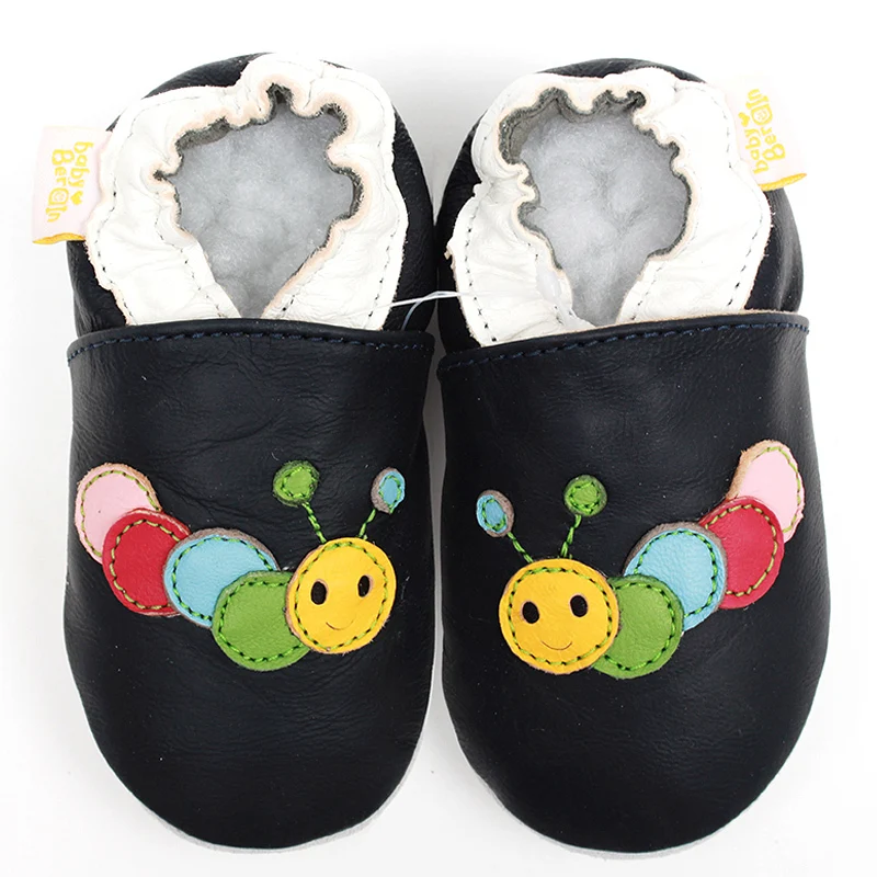 Newborn Baby Shoes First Walker Leather Baby Moccasins Dark Blue