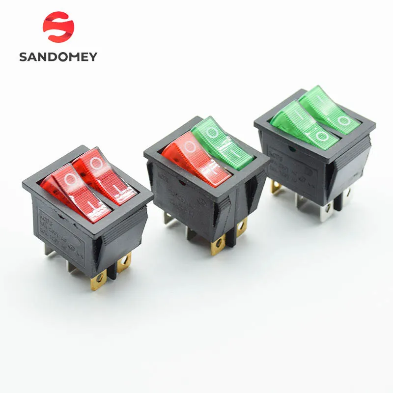 

2pcs KCD8 6PIN 16A 250V 20A 125V Double Light Switch Rocker Switch Waterproof ON-OFF KCD6 Boat Power Switch