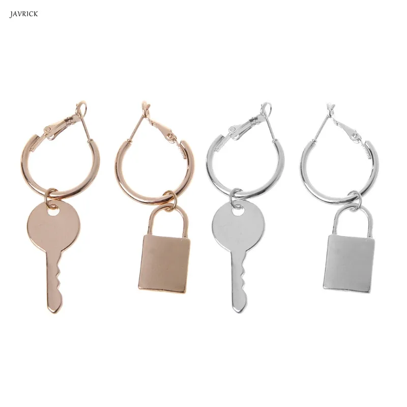

JAVRICK 1 Pair Lock and Key Mismatch Drop Earrings For Women Bff Simple Fashion Jewelry
