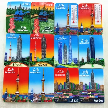

BABELEMI 12pcs/lot Shanghai China Refrigerator Magnet Stickers Travel Souvenirs 3D Resin Pearl of the Orient Fridge Magnet