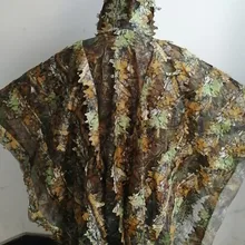 Poncho Leafy Jungle Ghillie trajes caza camuflaje 3D Bionic Leaf Yowie malla para la caza agregar uttons más conveniente