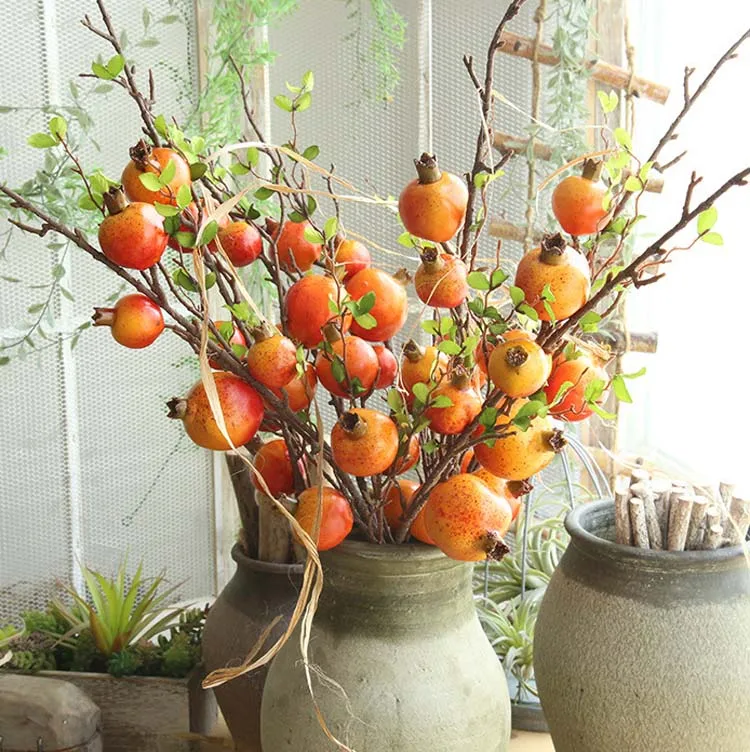 Длинные 96 см 6 фруктовых головок пены маленькие гранатовые ягоды, Фрукты DIY Искусственные цветы для дома Свадебные украшения Искусственный цветок растение