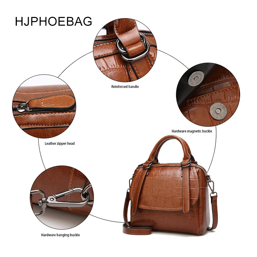 HJPHOEBAG новая женская сумка Boston модная подушка сумка масло воск кожа женская сумка через плечо сумки для женщин YC0010