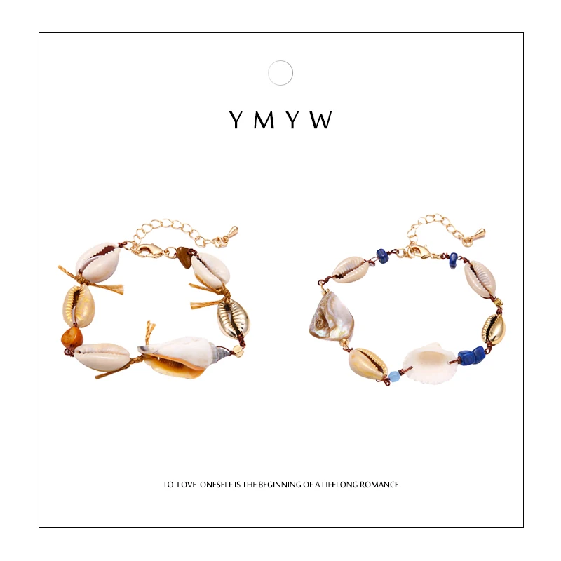 

YMYW Fashion Vintage Brand Natural Shell Bracelet Handmade Lobster Clasp Adjustable Bracelet for Women Beach Party Pulsera Mujer