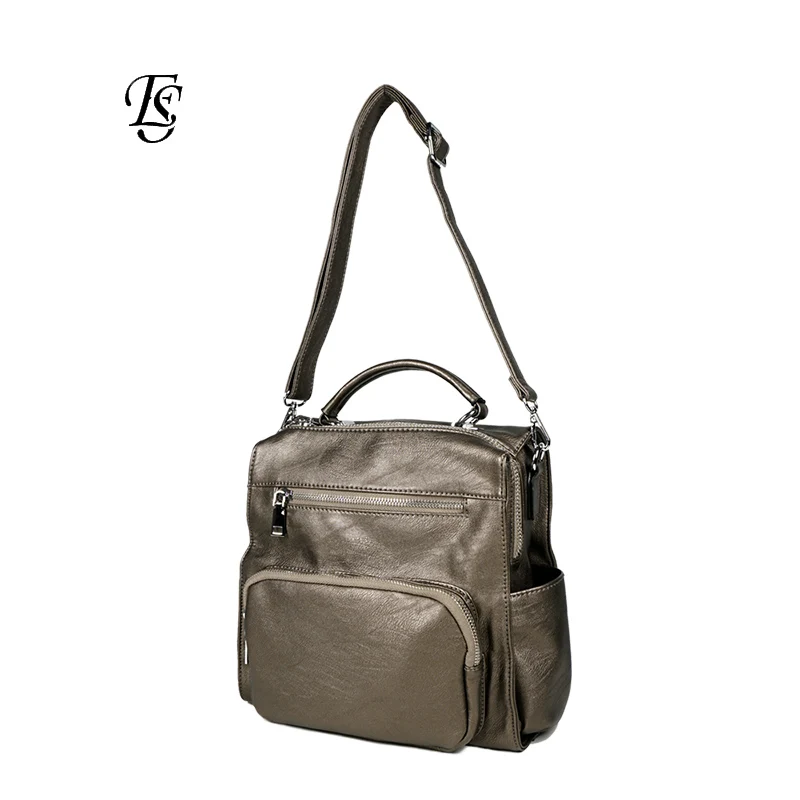 

E.SHUNFA brand 2019 ladies single shoulder dual-use PU backpack casual wild travel bag multi-function shoulder bag crossbody bag