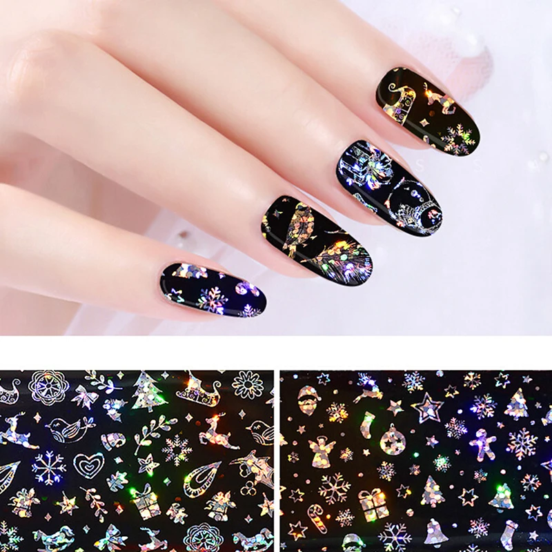 

4pcs Christmas Snowflake Holographic Nail Foils Christmas Winter Nail Art Transfer Craft Decoration Foil Sticker Paper