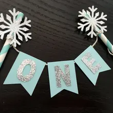 Серебряная блестящая Снежинка под заказ имя или номер аксессуары для торта баннер. 1st декор для именинного торта. Платье принцессы вечерние день рождения, детский душ