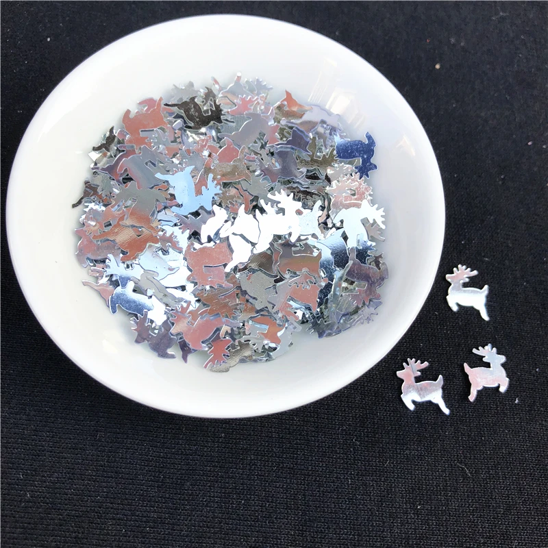 

400Pcs/Pack 10*10mm Christmas deer Shape pvc loose sequins Glitter Paillettes Sewing Wedding Craft Kids DIY Accessories
