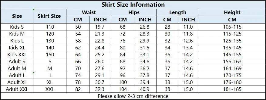 Skirt size