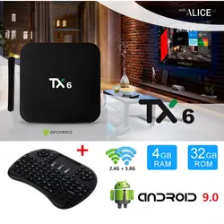 TX6 Smart Android 9,0 ТВ коробка 4G 32G Allwinner H6 Quad core 2,4G + 5G Dual Wifi BT 4,1 Декодер каналов кабельного телевидения 4 K HD H.265 Media Player