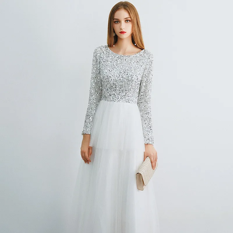 Вэй Инь Robe De Soiree длинные белые вечерние платья с длинными рукавами 2020 винтажные