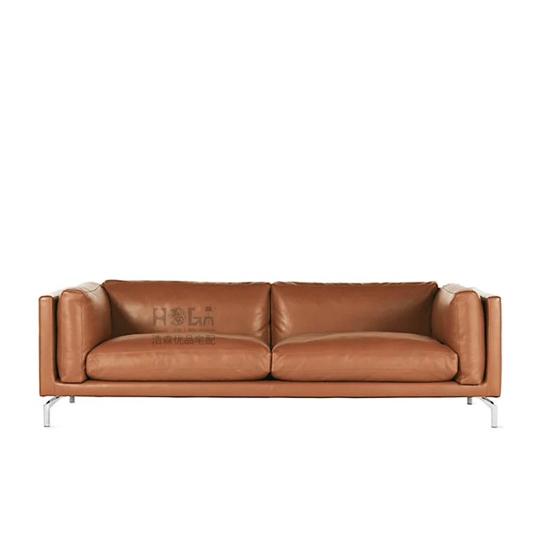 Imported cowhide leather sofa Scandinavian modern minimalist style