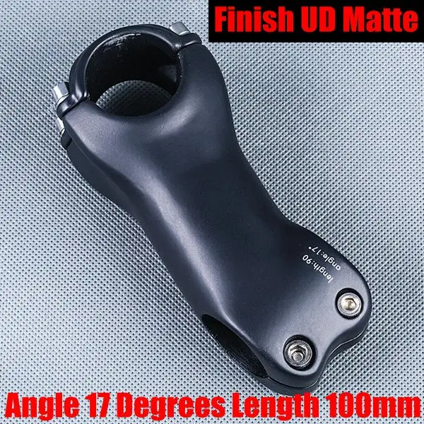 17 Degrees 100mm Матовый полностью однонаправленное Углеволокно кронштейн крепления руля велосипеда/вынос руля для велосипеда велосипедные части угол 6 градусов 17 градусов зажим руля 31,8 мм - Цвет: 17 Degrees 100mm