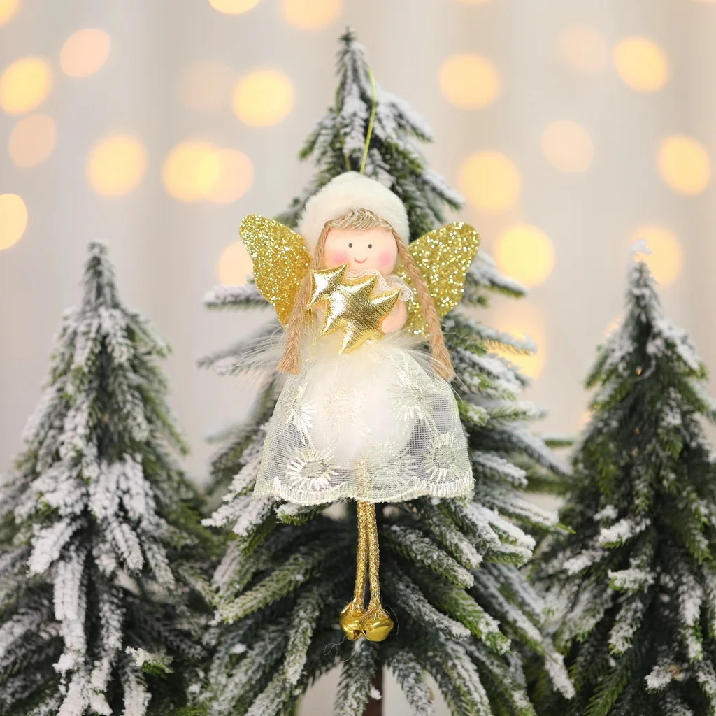 Очаровательные домашние декоративные рождественские украшения, подарок, крыло, белое дерево Ангела, игрушка, кукла, рождественские украшения, для дома, детский подарок