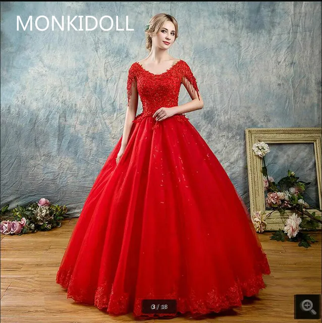 Red Open Back Wedding Dresses