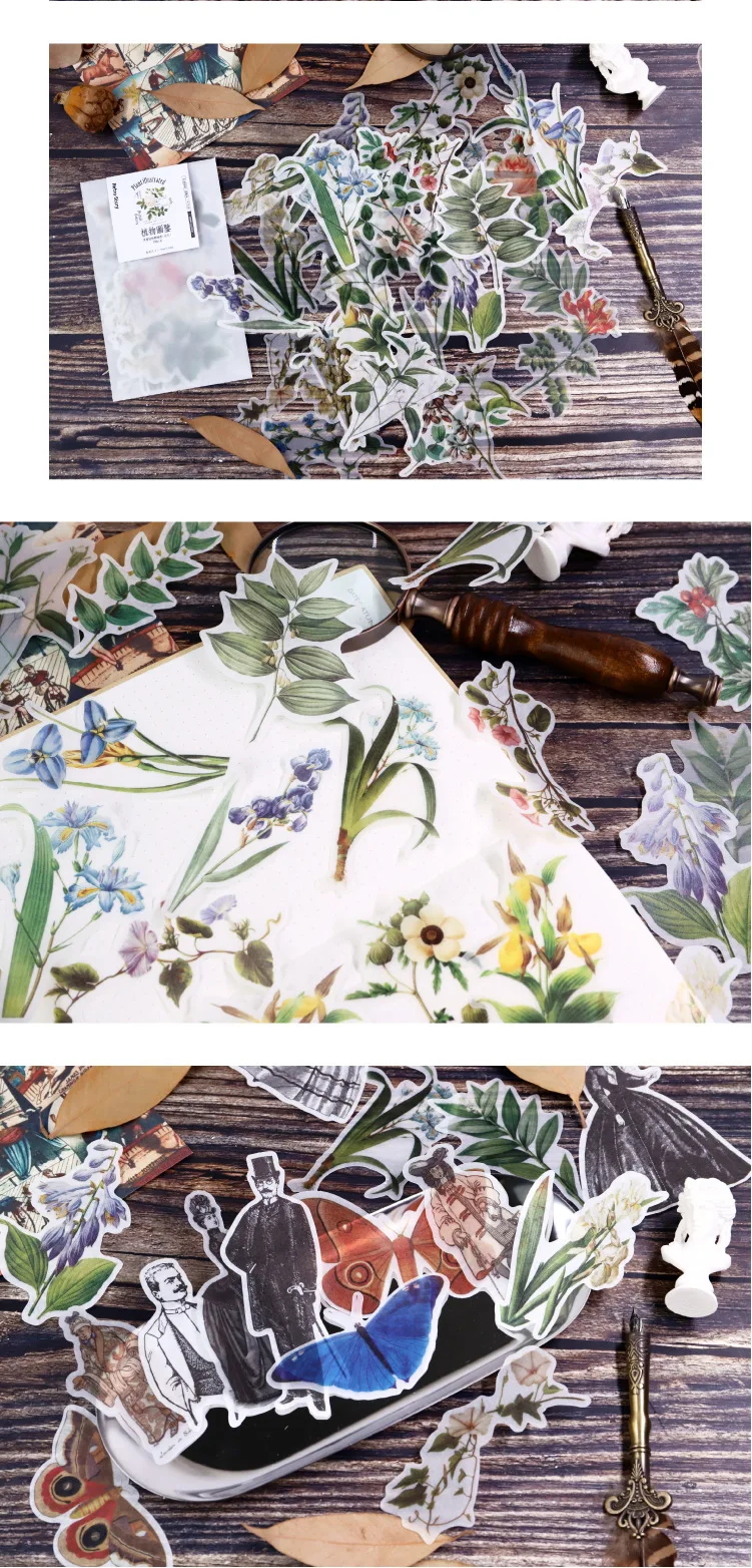 1 упаковка ретро-наклейка Сумка растение иллюстрация серии Techo Фотоальбом украшения DIY стикер s путешествия
