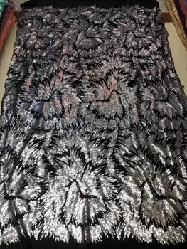 

embroiderd lace fabric David-8.6402 with sequins beautiful Nigerian sequins lace fabric for party dress