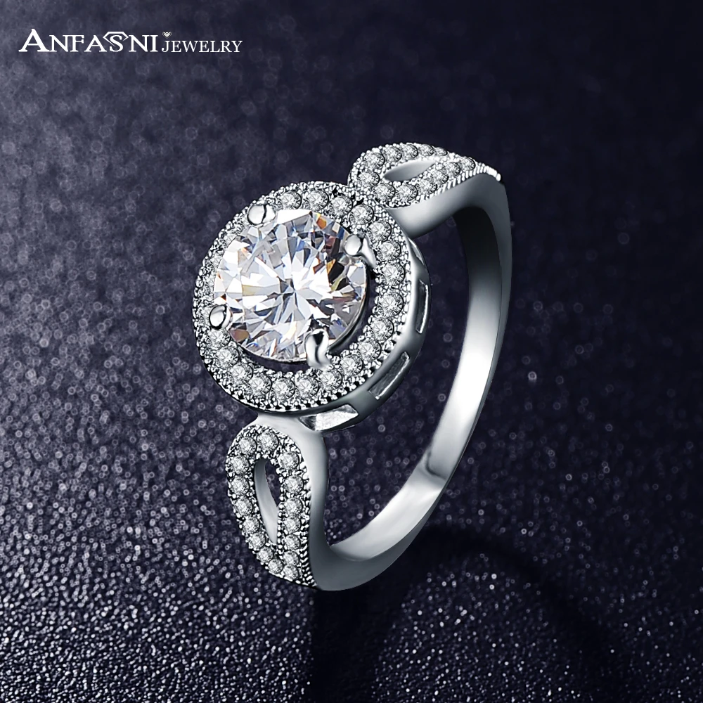 

ANFASNI Newest Women Ring Jewelry Micro Pave AAA Cubic Zirconia Round Shape Rings For Valentine's Day Gifts CRI0149-B