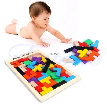 

Tangram Brain Teaser Puzzle Tetris Game Children Wood Educational Toy