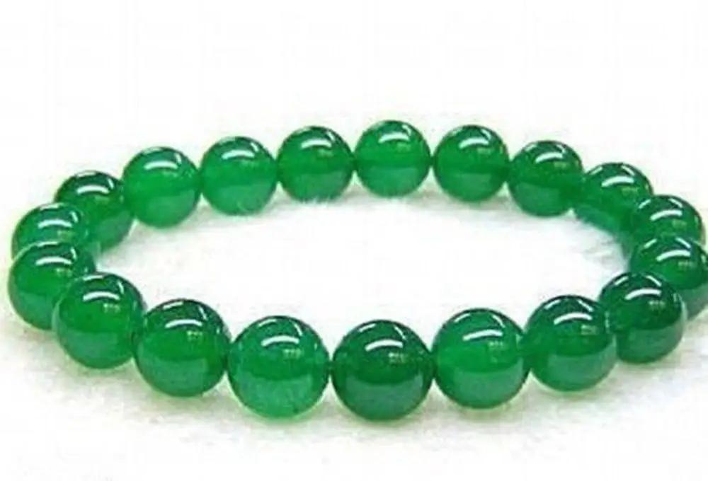 

6mm 8mm 10mm 12mm 14mm Real Natural Green Jade Round Beads Bracelet 7.5" AAA+